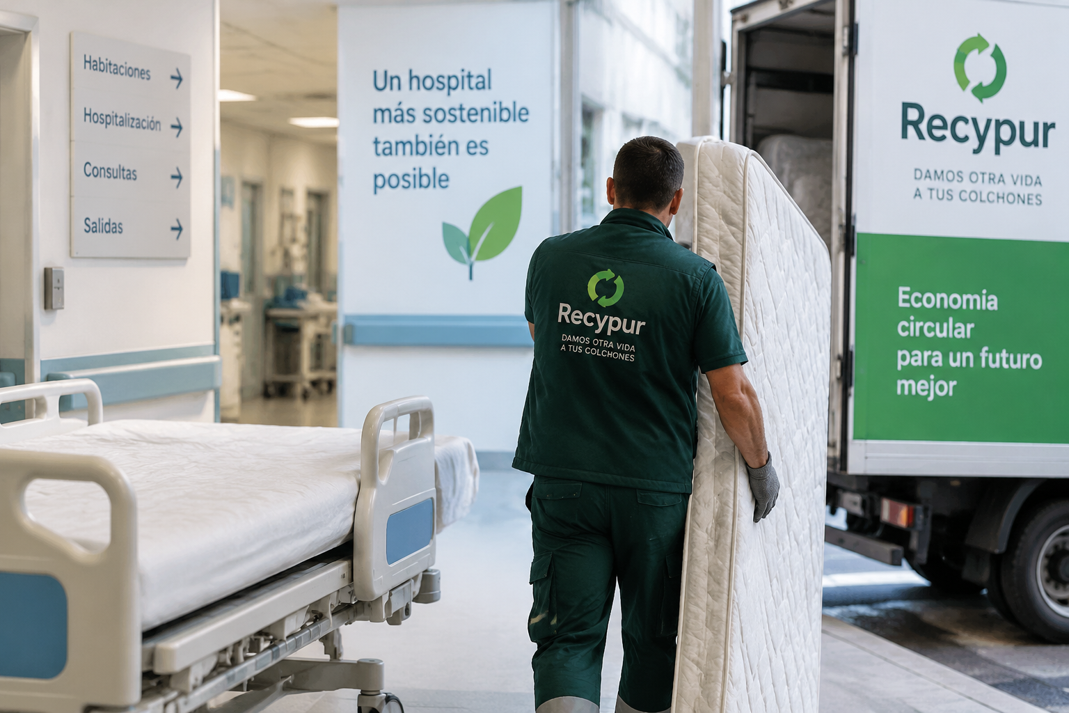 reciclaje de colchones hospitales